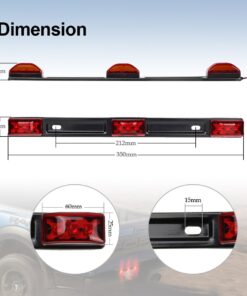 Partsam Red Clearance ID BAR Marker Light 3 Light 9 LED Trailer Sealed Stainless Steel, Sealed 3-Light Truck and Trailer Identification LED Light Bar Red Led Strip w/Black Base 18 61UDA5Z2CUL