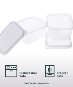 Greenco Mini Containers with Lids 20 Pack, 2 oz Containers with Lids - Small Plastic Storage Condiment Containers with Lids - Baby Food Containers, Snacks, Sauces, Candy - Freezer & Dishwasher Safe Square 32 61UDCgRcDJL