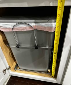 Rev-A-Shelf Double Pull Out Trash Can for Under Kitchen Cabinets 35 Qt 12 Gal Garbage Recyling Bin on Full Extension Slides, Silver, RV-18KD-17C S Metallic Silver 35 61UE5KOBZhL