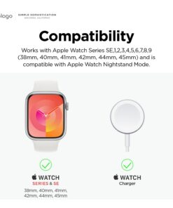 elago W3 Stand Compatible with Apple Watch Series Series 9/8/7/6/SE/5/4/3/2/1/SE (45mm, 44mm, 42mm, 41mm, 40mm, 38mm) (Black) - Classic Monitor Design, Compatible with Nightstand Mode Black 30 61UGiDFlR5L