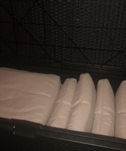 Suncast 99 Gallon Resin Wicker Patio Outdoor Storage Container for Toys, Furniture Deck box, Mocha 64 61UMhUHaML