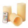 PrimeTrendz TM LED Flameless Candles, Weatherproof Outdoor & Indoor Multi Color Changing Flameless Wax Candles with Remote Control & Timer, 3 Pieces (4'', 5'', 6'' inch Candles)