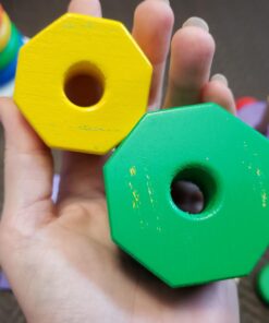 Melissa & Doug Geometric Stacker - Wooden Educational Toy - Shape Sorter And Stacking Toy, Stacking Tower Toy For Babies, Toddlers And Kids Ages 2+, Multicolor, Playsets 41 61URGAIJ53L 2