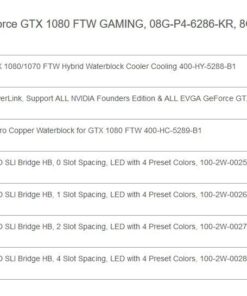 EVGA GeForce GTX 1080 FTW GAMING ACX 3.0, 8GB GDDR5X, RGB LED, 10CM FAN, 10 Power Phases, Double BIOS, DX12 OSD Support (PXOC) Graphics Card 08G-P4-6286-KR Real Boost Clock: 1860 MHz 33 61US3Ax97UL