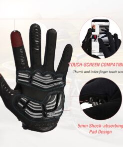 Alternative view of FIRELION Bike Gloves for Men/Women Cycling，Cycling Gloves for Outdoor MTB DH Road Racing，Full Finger Half Finger Padded Bicycle Protective Gloves，Non-Slip Shock-Absorbing Touchscreen Riding Gloves X-Large Full Black