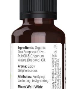 NOW Essential Oils, Oil of Oregano, 25% Blend of Pure Oregano Oil in Pure Olive Oil, Comforting Aromatherapy Scent, Steam Distilled, Vegan, Child Resistant Cap, 1-Ounce 10 61UTDIyv34L