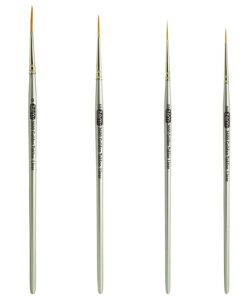 ZEM Brush Golden Taklon Multi Media Long Liner Artist Brush Set 20/0, 10/0, 5/0, 0 8 61UUopyhgaL