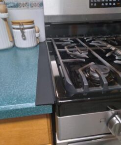 Capparis Kitchen Silicone Stove Counter Gap Cover, Easy Clean Heat Resistant Wide & Long Gap Filler, Seals Spills Between Counter, Stovetop, Oven, Washer & Dryer, Set of 2 (25 Inches, Black) 25 Inches 54 61UVNuPpkDL 3