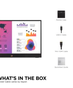 ViewSonic VA1655 15.6 Inch 1080p Portable IPS Monitor with a Built-in Stand, Mobile Ergonomics, USB C, Mini HDMI and Protective Case for Home and Office,Black 37 61UWw17sTL