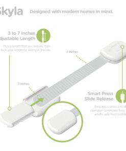 SKYLA HOMES Baby Locks (8-Pack) Child Safety Cabinet Proofing - Safe Quick and Easy 3M Adhesive Cabinet Drawer Door Latches No Screws & Magnets Multi-Purpose for Furniture Kitchen Ovens Toilet Seats 8 Count (Pack of 1) White 23 61UWxQQ515L 2