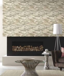 RoomMates RMK9026WP Natural Stacked Stone Peel and Stick Wallpaper Light Gray 32 61UWzDrVVL