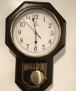 Pendulum Wall Clock - Regulator Clock - Wooden Schoolhouse Wall Clock with Pendulum - Wood Pendulum Clock Battery Operated - Decorative Wall Clocks for Living Room Decor, Home, Office and Gift 18x11 33 61Ua4nMcX9L