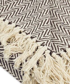 DII Chevron Throw Collection Handloomed Cotton, 50x60, Dark Brown 50x60" 26 61UbZNoVA6L
