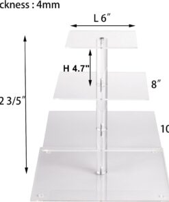 YestBuy 4 Tier Acrylic Cupcake Stand, Premium Cupcake Holder, Acrylic Cupcake Tower Display Cady Bar Party Décor – Display for Pastry(4.7" Between 2 Layers)… 4 Tier Square (4.7" between 2 layers) Clear 20 61UdRajseL