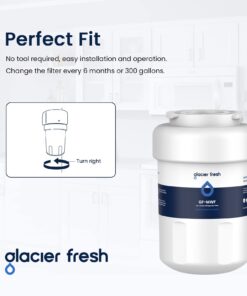 GLACIER FRESH MWF Water Filters for GE Refrigerators, NSF 42 Replacement for SmartWater MWFP, MWFA, GWF, HDX FMG-1, WFC1201, RWF1060, 197D6321P006, Kenmore 9991, 1 Pack 1 Count (Pack of 1) White 37 61UdZVEQokL