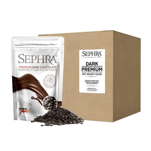 Sephra Premium DARK Couverture Chocolate 20lb Case. Premium Quality Fountain Ready Chocolate Made In The USA, 56.6% Cocoa, OK Kosher, HALAL, Gluten Free, Trans Fat Free & Vegetarian Friendly. 20 lb