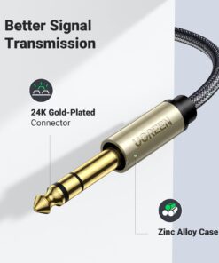 UGREEN 1/8 to 1/4 Stereo Cable 3.5mm TRS to 6.35mm Audio Cable Guitar to Aux Male Cord with Zinc Alloy Housing and Nylon Braid for Guitar, Laptop, Home Theater Devices, Speaker and Amplifiers 10FT 12 61Uh1zX9sJL
