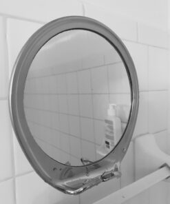 JiBen Fogless Shower Mirror with Power Locking Suction Cup, Built-in Razor Hook and 360 Degree Rotating Adjustable Arm, Personal Fog Free Bathroom Shaving Mirror (Chrome) Chrome 45 61Uhl22Mg4L