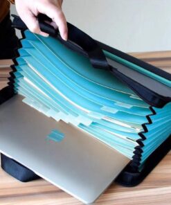 Expanding File Folder with 13 Pockets Portable Handle Business Accordion A4 Letter Size Zipper Closure File Folder Document Organizer for Office Home Supply Blue 12 61UlJzWeihL
