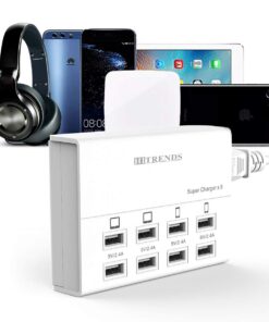 Alternative view of USB Charger, HITRENDS 8 Ports Charging Station 60W/12A Multi Port USB Charging Hub for Multiple Devices (5ft Cord, White)