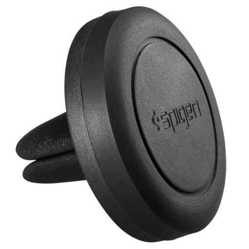 Spigen Quad Air Vent Magnetic Car Mount Matte Finish Phone Cradle Holder with 2 Metal Plates - Black 1 Pack