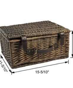 Wicker Picnic Basket for 2 with Waterproof Picnic Blanket, Picnic Set for 2 with Sand-Proof Beach Mat,Willow Hamper Service Gift Set for Camping and Outdoor Party Best Gift 15.4" For 2 36 61UnXEOLxML