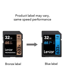 Lexar Professional 633x 32GB SDHC UHS-I Card, Up To 95MB/s Read, for Mid-Range DSLR, HD Camcorder, 3D Cameras, LSD32GCB1NL633 (Product Label May Vary) Single 15 61Uq42CPWpS