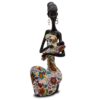 Statue African Figurine Sculpture Colorful Dress Holding Baby Lady Figurine Statue Home Decor Collectible Art 15.5" Inches Tall - Flower Dress Tropical Decorative Black Figurines 42 61UrD2Q2IL