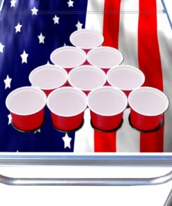 8-Foot Beer Pong Table w/Optional Cup Holes & LED Color-Changing Glow Lights - 11 Table Designs Available America 14 61UrUFiAmOL
