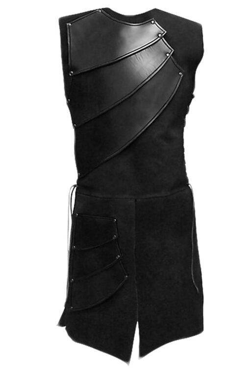 Mens Medieval Victorian Waistcoat Vest Renaissance Warrior Waistcoat Sleeveless Vests X-Large Black