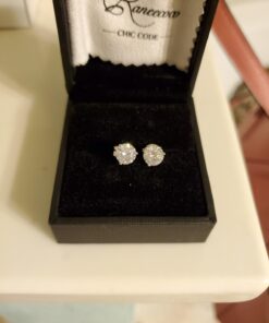 "STUNNING FLAME" 18K Gold Plated Silver Brilliant Cut Simulated Diamond Cubic Zirconia Stud Earrings 1.5 carats Gold Plated Sterling Silver - White 53 61UtOLHqdJL