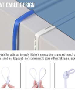 Cat 6 Ethernet Cable 100 ft, Indoor&Outdoor, High Speed 10Gbps Flat Internet Network Cable, Cat6 Ethernet Patch Cable Long, White Computer LAN Cable with Free Clips & Straps for Router, Modem, PS4/5 100ft 14 61Uw0lgpJWL