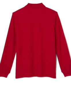 Alternative view of French Toast Pique Polo School Uniform Shirt with Long Sleeves for Boys and Girls 4T Red