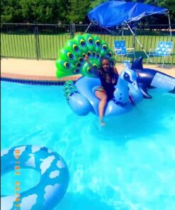 JOYIN Inflatable Peacock Pool Float - Giant Green Peacock Ride on Raft for Swimming Pool, Beach Floaties, Party Decoration Toys, Inflatable Island, Summer Pool Raft Lounge for Adults & Kids Water Fun Blue 38 61Uwn9J6lrL