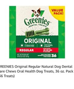 GREENIES Original Regular Natural Dog Dental Care Chews Oral Health Dog Treats, 36 count (Pack of 1) Chicken 36 Count (Pack of 1) 44 61Uxc TZPmL