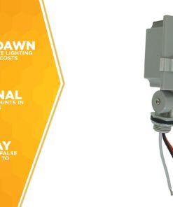 Woods 59411WD Outdoor Hardwired Stem and Swivel Light Control with Photocell; Compatible with Most Types of Bulbs; Swivel Mount for Adjustable Placement; Automatic Settings; Time Delay ; Grey 1 Count (Pack of 1) Stem & Swivel Mount Light Control 17 61V3izX2rdL