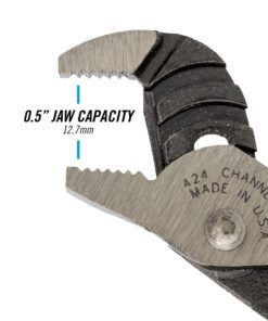 CHANNELLOCK 424 Straight Jaw Tongue & Groove Pliers, 4.5-inch | 1/2-inch Jaw Capacity | 3 Adjustments | Forged High-Carbon U.S. Steel | 90° Teeth Grip in Both Directions | Made in USA, Polished Steel 21 61V4sPMuMBL