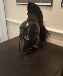 Alternative view of Greek Corinthian Helmet Ancient Medieval Armor Knight Spartan Replica Helmet with Black Plume Rustic Vintage Home Decor Gifts