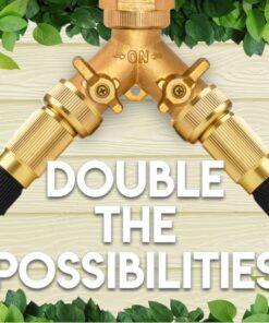 Morvat Heavy Duty Brass 2 way Y Splitter Garden Hose Hexagonal Connector with Comfortable Grip Shut Off Valves, Adapter for Water Tap, Outlet, & Spigot, Includes 2 Extra Rubber Washers & Teflon Tape 1 30 61V6z3uwo0L 3