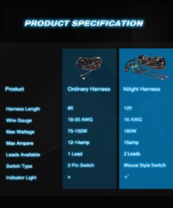 Nilight 10016W DT Wiring Harness Kit for LED Light Bars - 12V On/Off Switch, Power Relay, Blade Fuse - 2 Leads, 2 Years Warranty 28 61VAbZ BFdL