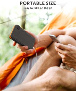 FEELLE Solar Charger Power Bank - 25000mAh Portable Phone Charger 3A Fast Charging External Battery Pack with 4 Solar Panels for Phone Outdoor Camping Orange Yellow 34 61VAfSeGqL