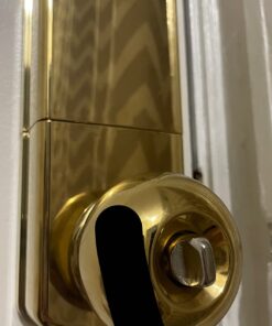 MiLocks TKK-02P Digital Door Knob Handle Lock with Electronic Keypad - Keyless Entry Smart Door Lock with Adjustable Latch Locks, Audible Tones for Interior Front Doors & More, Polished Brass 24 61VH0eCOChL