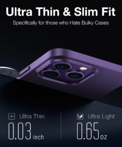 TORRAS OriginFit for iPhone 14 Pro Case Slim Fit, Super Thin Lightweight Hard PC Cover ONLY Compatible with iPhone 14 Pro Phone Case-6.1 Inch, Midnight Purple 1-Midnight Purple iPhone 14 Pro, 6.1'' 18 61VINMPXHCL