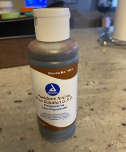 Dynarex Povidone-Iodine Prep Solution, Antiseptic Solution for Skin and Mucosa, Ideal for Surgical Site Preparation, Contains Povidone Iodine 10%, 4 fl. oz., 1 Povidone-Iodine Bottle Unflavored 4 Fl Oz (Pack of 1) 19 61VXlTX3koL