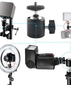 EXMAX 360 Degree Aluminum Alloy Body Rotating Swivel Mini Tripod Ball Head with 1/4" Screw Thread Base Mount for Lighter DSLR Camera Camcorder LED Light Bracket Hiking HTC Vive (Black) Black 19 61Vb5nOURJL