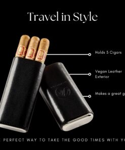 Mantello Black Leather Cigar Case with Interior Cedar Lining 16 61VbvsF2DtL