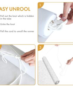 HEALON White Wedding Aisle Runner (100 Feet x 3 Feet) — Includes Pull String for Indoor or Outdoor Weddings, Prom and Parties (Wave) Wave 100ft*3ft 28 61VcSCA6HNL