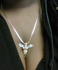 Fashion 21 Sparkled Micro Baby Angel Cherub Pendant 2mm 24 inches Box Chain Necklace Gold Silver Tone 30 61VdgsZmZtL