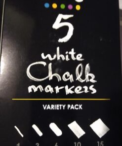 Chalkola 5 White Chalk Markers for Chalkboard Signs, Blackboard, Car Window, Bistro, Glass | 5 Variety Pack - Thin, Fine Tip, Bold & Jumbo Size Erasable Liquid Chalk Pens (1mm, 3mm, 6mm, 10mm, 15mm) 46 61Ve0O9pG4L