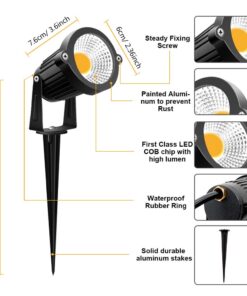 ZUCKEO Low Voltage Landscape Lights LED Landscape Lighting, 5W 12V Garden Pathway Lights Waterproof Warm White Walls Trees Flags Outdoor Landscape Spotlights with Stakes (8 Pack) 41 61VeFtwxuRL